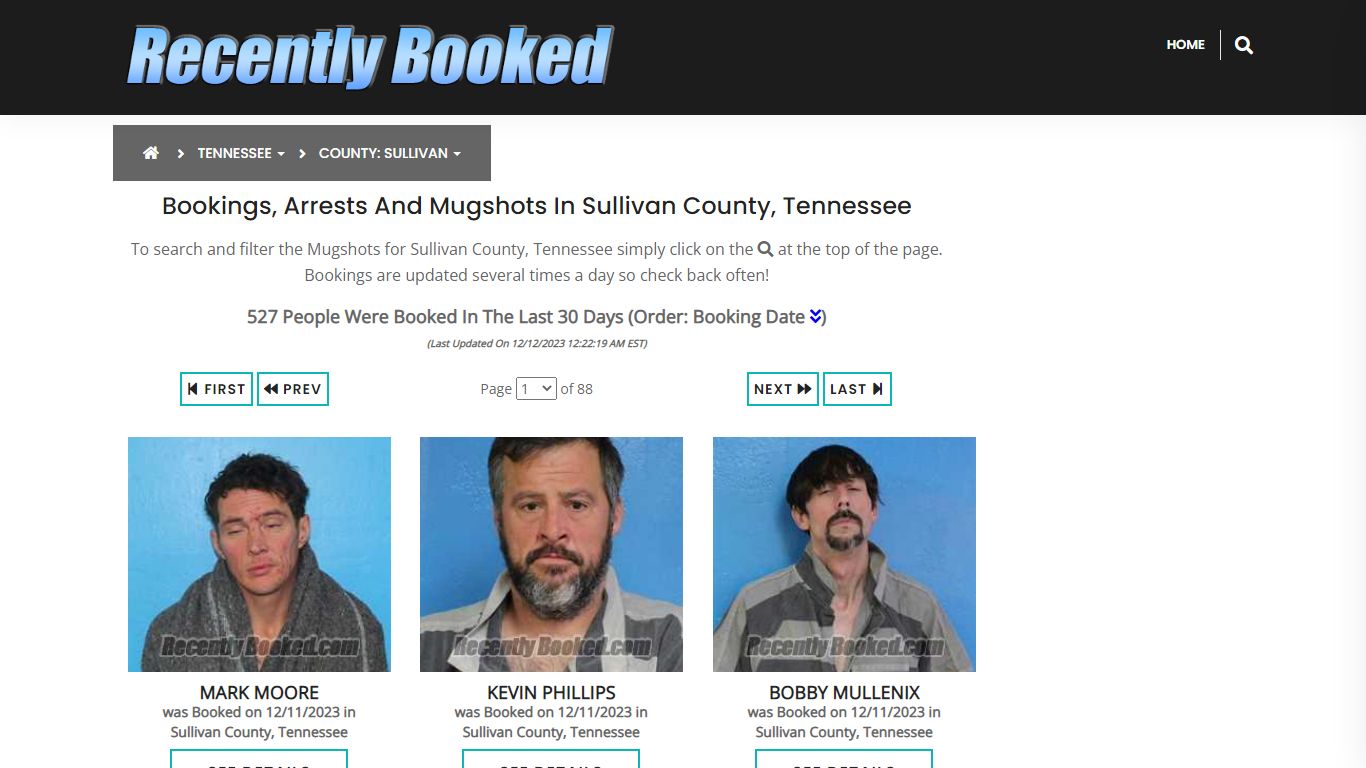 Bookings, Arrests and Mugshots in Sullivan County, Tennessee