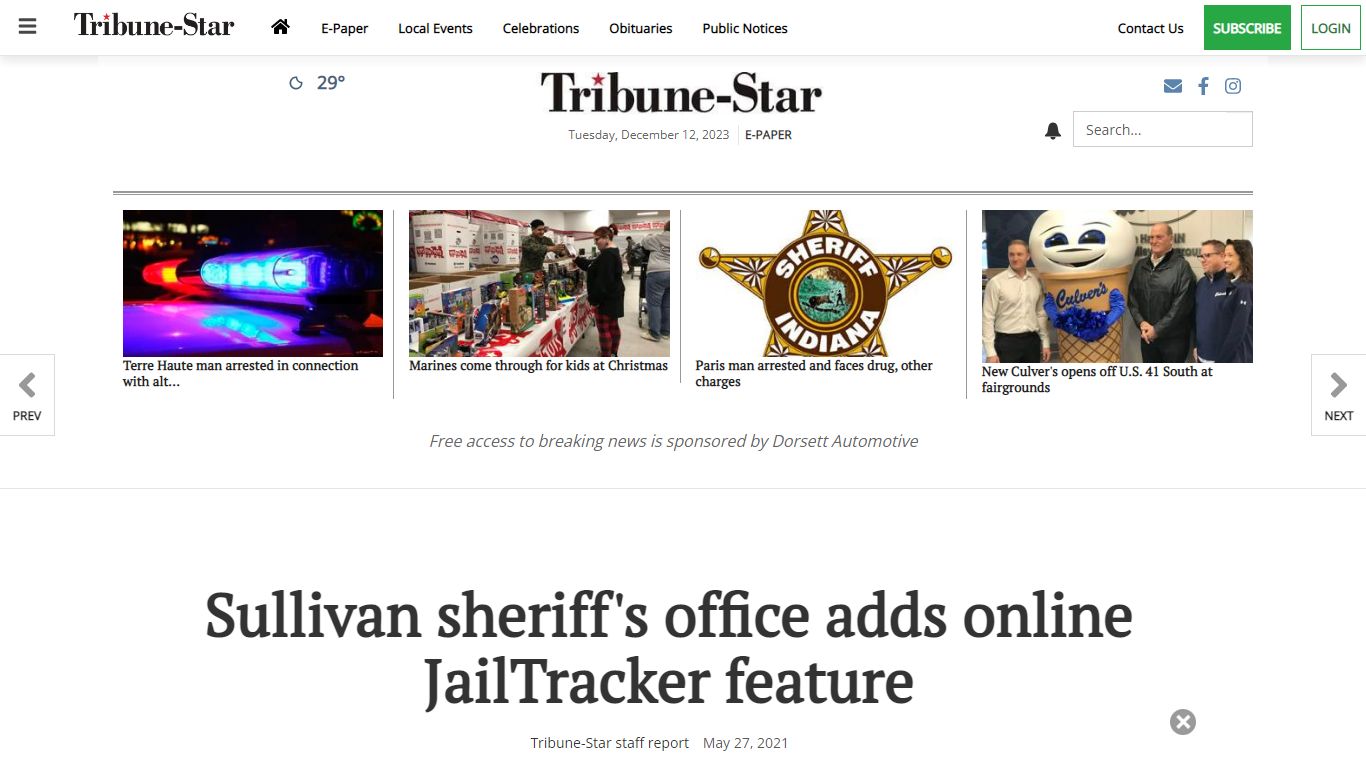 Sullivan sheriff's office adds online JailTracker feature